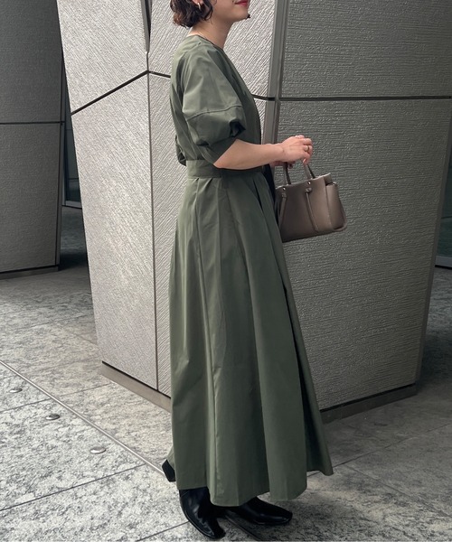 Chez toi（シェトワ）の「ベルト付ランタンスリーブタフタワンピース（ワンピース・レディース・ブラック/ベージュ/カーキ/オレンジ・FREE）」の14枚目の写真