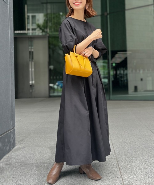 セール】ベルト付ランタンスリーブタフタワンピース（ワンピース