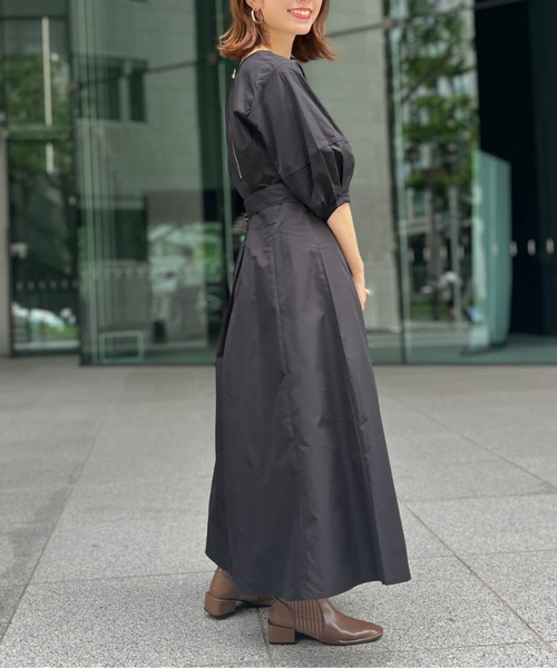 Chez toi（シェトワ）の「ベルト付ランタンスリーブタフタワンピース