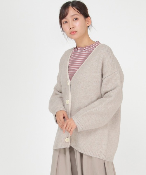 LBC(エルビーシー)の「パイピングニットカーディガン(カーディガン/ボレロ・レディース・グレー/グリーン/ベージュ・M)」の3枚目の写真