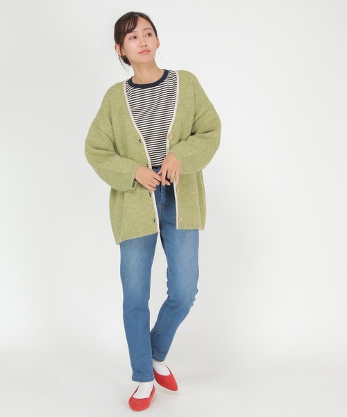 LBC(エルビーシー)の「パイピングニットカーディガン(カーディガン/ボレロ・レディース・グレー/グリーン/ベージュ・M)」の4枚目の写真