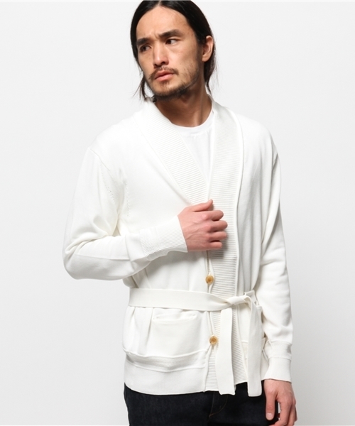 EDIFICE（エディフィス）の「◇ミドルゲージコットン ガウン（カーディガン/ボレロ・メンズ・ブルー系その他/イエロー/ホワイト・48/46/44）」の2枚目の写真