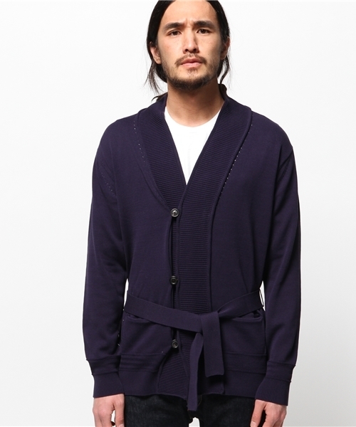 EDIFICE（エディフィス）の「◇ミドルゲージコットン ガウン（カーディガン/ボレロ・メンズ・ブルー系その他/イエロー/ホワイト・48/46/44）」の4枚目の写真