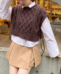 one after another NICE CLAUP | ワイドスリーブシャツケーブルニットベストSET(ベスト)