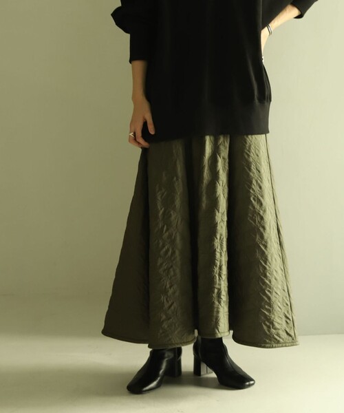 FREAK'S STORE（フリークスストア）の「キルトライナースカート（スカート・レディース・ブラック/オフホワイト/オリーブ・ﾌﾘ-）」の3枚目の写真