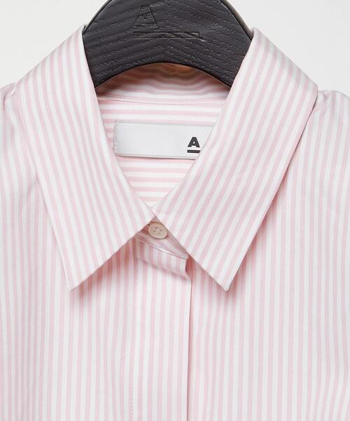 A_（エース）の「肩パット付きストライプノースリーブシャツ（シャツ