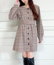 MIIA | ベルト付きチェックミニワンピース(ワンピース)