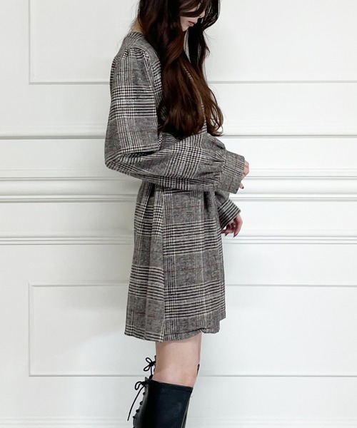 MIIA(ミーア)の「ベルト付きチェックミニワンピース(ワンピース・レディース・ブラウン/ブラック・FREE)」の9枚目の写真