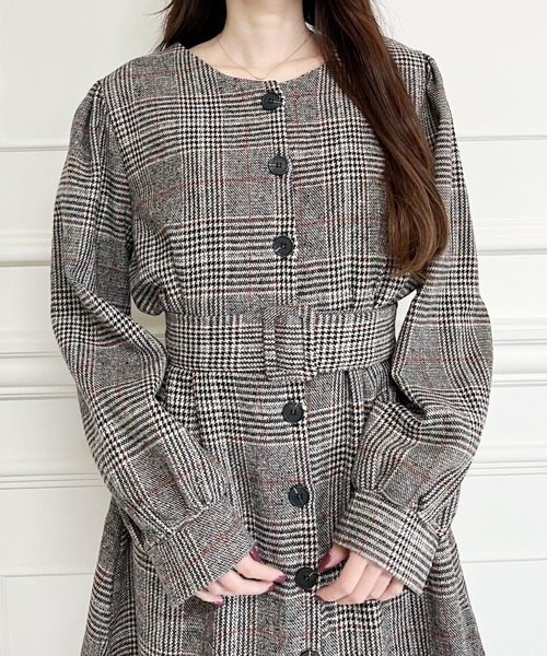 MIIA(ミーア)の「ベルト付きチェックミニワンピース(ワンピース・レディース・ブラウン/ブラック・FREE)」の10枚目の写真