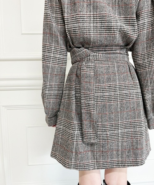 MIIA(ミーア)の「ベルト付きチェックミニワンピース(ワンピース・レディース・ブラウン/ブラック・FREE)」の13枚目の写真