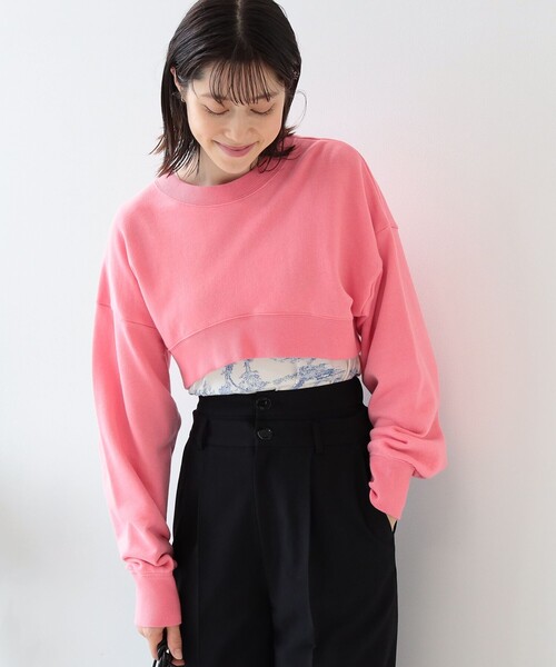 Ray BEAMS（レイビームス）の「Ray BEAMS / クロップド スウェット プルオーバー（スウェット・レディース・ベージュ/ピンク/グリーン・ONE SIZE）」の19枚目の写真