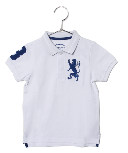 GIORDANO（ジョルダーノ）の「[GIORDANO]ライオン刺繍半袖ポロシャツ（ポロシャツ・キッズ・ホワイト/グリーン/ネイビー/レッド/ブルー/ピンク・110cm/120cm/140cm/100cm/130cm）」の2枚目の写真