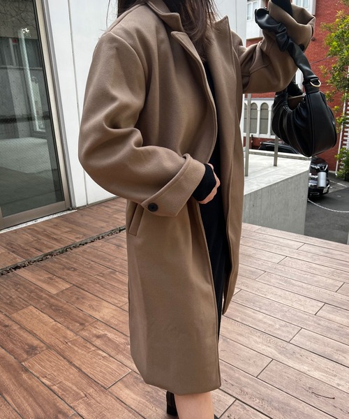 Lamoa(ラモア)の「Lamoa/オーバーサイズ ロングコート(チェスターコート・レディース・ブラック/ブラウン・MEDIUM/LARGE)」の9枚目の写真