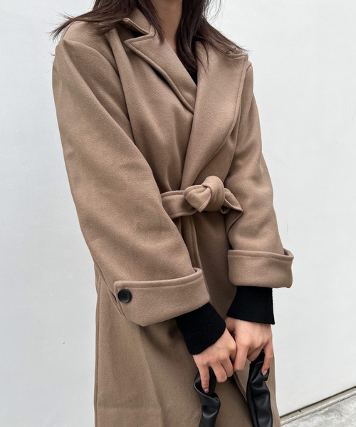 Lamoa(ラモア)の「Lamoa/オーバーサイズ ロングコート(チェスターコート・レディース・ブラック/ブラウン・MEDIUM/LARGE)」の5枚目の写真