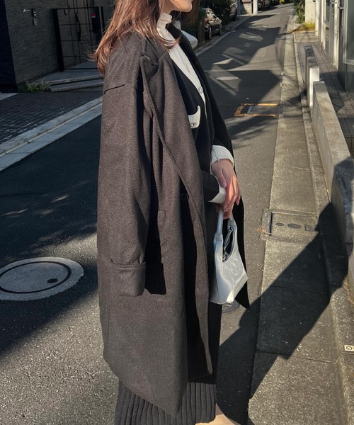 Lamoa(ラモア)の「Lamoa/オーバーサイズ ロングコート(チェスターコート・レディース・ブラック/ブラウン・MEDIUM/LARGE)」の18枚目の写真