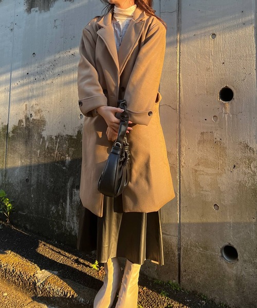 Lamoa(ラモア)の「Lamoa/オーバーサイズ ロングコート(チェスターコート・レディース・ブラック/ブラウン・MEDIUM/LARGE)」の16枚目の写真