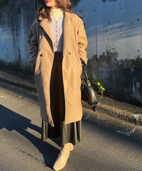 Lamoa(ラモア)の「Lamoa/オーバーサイズ ロングコート(チェスターコート・レディース・ブラック/ブラウン・MEDIUM/LARGE)」の11枚目の写真