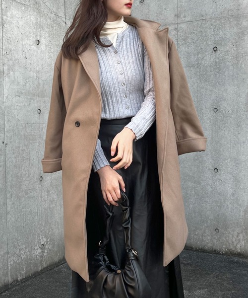 Lamoa(ラモア)の「Lamoa/オーバーサイズ ロングコート(チェスターコート・レディース・ブラック/ブラウン・MEDIUM/LARGE)」の12枚目の写真