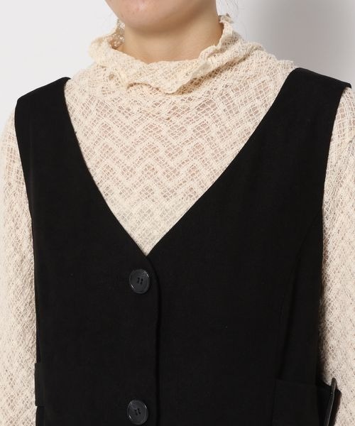 mysty woman（ミスティウーマン）の「アウトポケットジャンスカ 168393（ジャンパースカート・レディース・アイボリー/ブラック/モカ・FREE）」の11枚目の写真