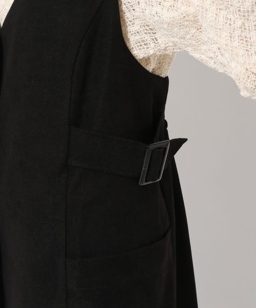 mysty woman（ミスティウーマン）の「アウトポケットジャンスカ 168393（ジャンパースカート・レディース・アイボリー/ブラック/モカ・FREE）」の12枚目の写真