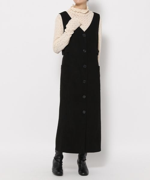 mysty woman（ミスティウーマン）の「アウトポケットジャンスカ 168393（ジャンパースカート・レディース・アイボリー/ブラック/モカ・FREE）」の16枚目の写真