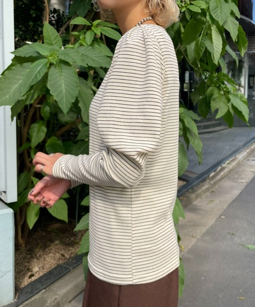 CIAOPANIC（チャオパニック）の「パワショルボーダーTEE（Tシャツ/カットソー・レディース・オレンジ/グリーン/ブラック・ONE SIZE）」の19枚目の写真