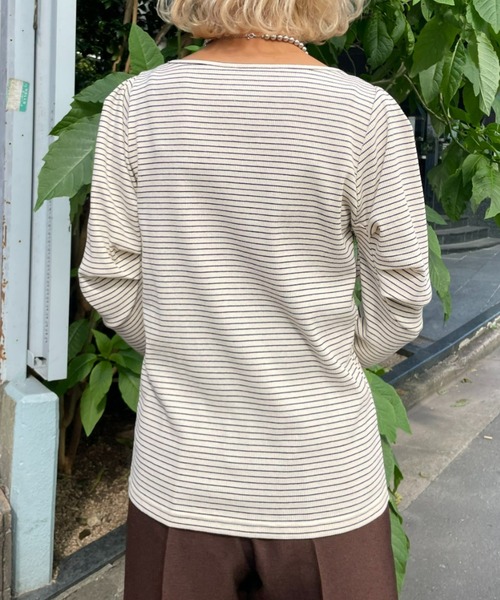 CIAOPANIC（チャオパニック）の「パワショルボーダーTEE（Tシャツ/カットソー・レディース・オレンジ/グリーン/ブラック・ONE SIZE）」の20枚目の写真