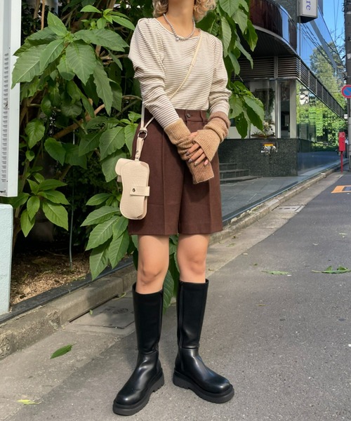 CIAOPANIC（チャオパニック）の「パワショルボーダーTEE（Tシャツ/カットソー・レディース・オレンジ/グリーン/ブラック・ONE SIZE）」の21枚目の写真