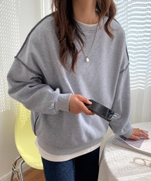 配色ステッチBIGシルエット裏起毛スウェット
