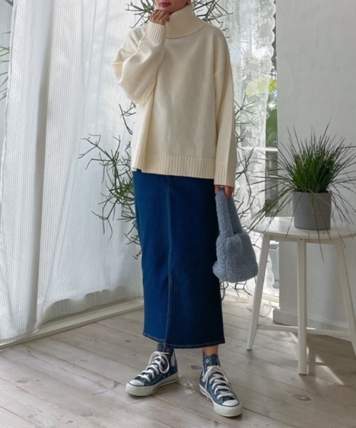 Vicente（ヴィセンテ）の「Highneck color knit（ニット/セーター・レディース・ホワイト/ブラック/オレンジ・FREE）」の19枚目の写真