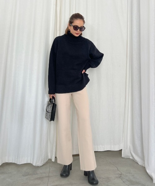 Vicente（ヴィセンテ）の「Highneck color knit（ニット/セーター・レディース・ホワイト/ブラック/オレンジ・FREE）」の5枚目の写真