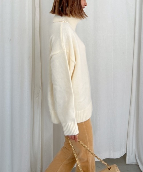 Vicente（ヴィセンテ）の「Highneck color knit（ニット/セーター・レディース・ホワイト/ブラック/オレンジ・FREE）」の6枚目の写真