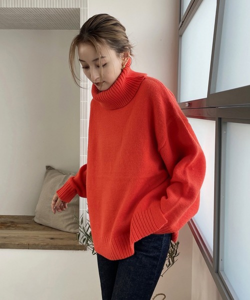 Vicente（ヴィセンテ）の「Highneck color knit（ニット/セーター・レディース・ホワイト/ブラック/オレンジ・FREE）」の12枚目の写真