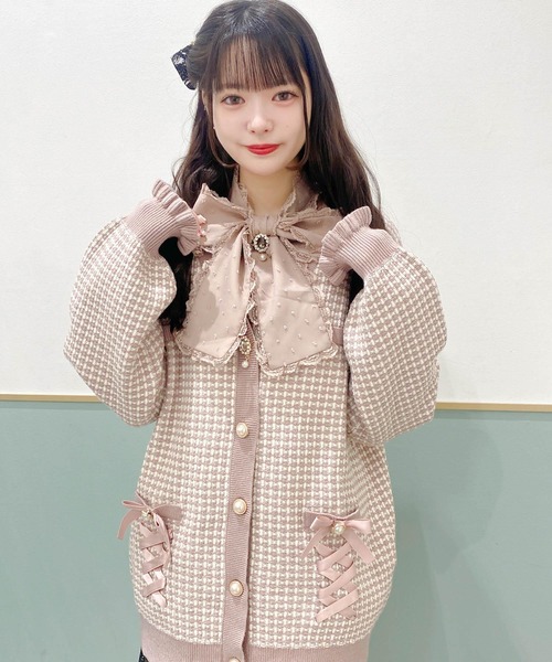 ROJITA(ロジータ)の「ツイードニットライクロングカーデ(カーディガン/ボレロ・レディース・アイボリー/ブラック/ピンク・FREE)」の15枚目の写真
