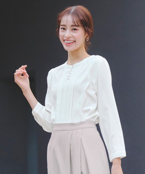 【洗える】ピンタック配色ブラウス（シャツ/ブラウス）｜Tiaclasse（ティアクラッセ）