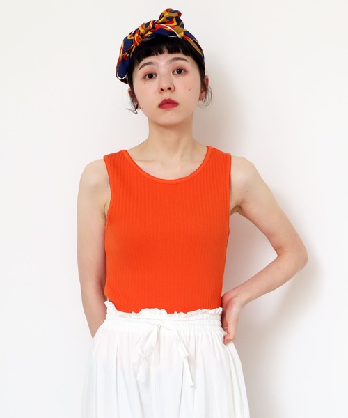 CHILD WOMAN（チャイルドウーマン）の「アイレットテレコ ピコ タンクトップ（タンクトップ・レディース・ブラック/アイボリー/オレンジ・FREE）」の3枚目の写真