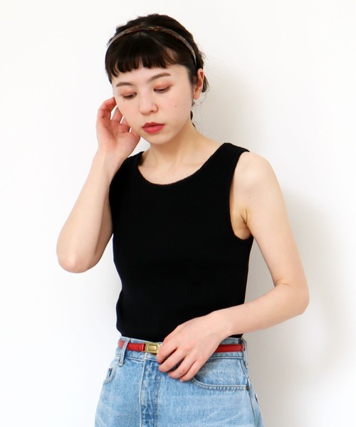 CHILD WOMAN（チャイルドウーマン）の「アイレットテレコ ピコ タンクトップ（タンクトップ・レディース・ブラック/アイボリー/オレンジ・FREE）」の2枚目の写真