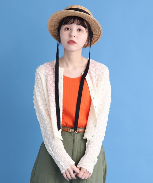 CHILD WOMAN（チャイルドウーマン）の「アイレットテレコ ピコ タンクトップ（タンクトップ・レディース・ブラック/アイボリー/オレンジ・FREE）」の9枚目の写真