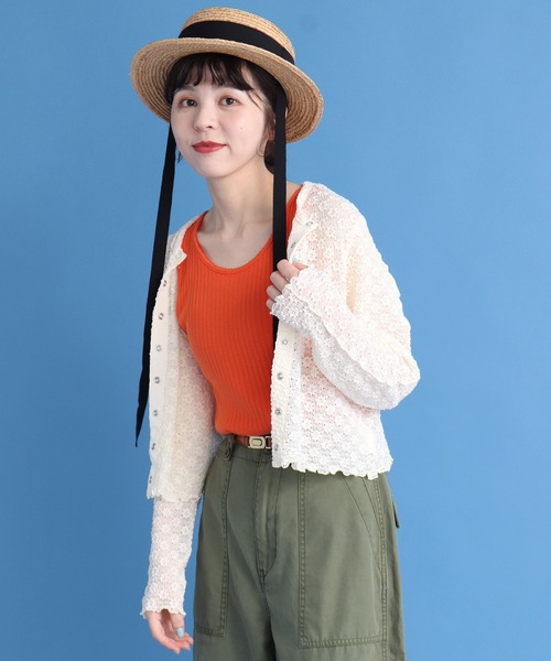 CHILD WOMAN（チャイルドウーマン）の「アイレットテレコ ピコ タンクトップ（タンクトップ・レディース・ブラック/アイボリー/オレンジ・FREE）」の10枚目の写真