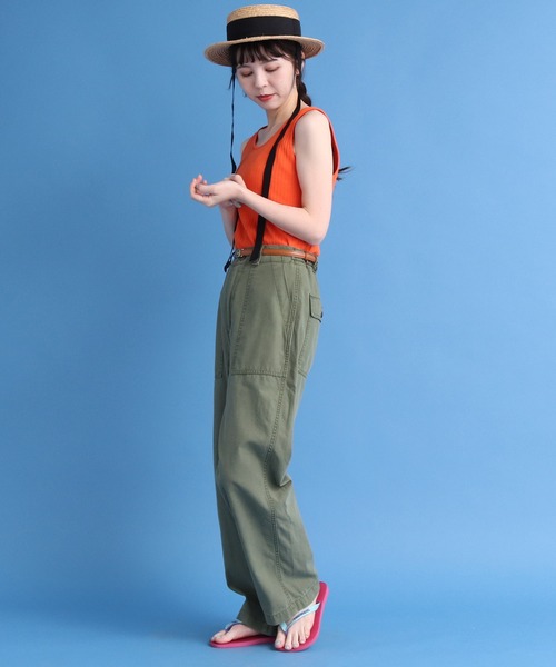 CHILD WOMAN（チャイルドウーマン）の「アイレットテレコ ピコ タンクトップ（タンクトップ・レディース・ブラック/アイボリー/オレンジ・FREE）」の5枚目の写真
