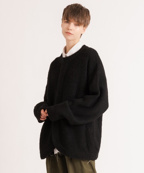 ONCILY（オンシェリー）の「OVER SIZED SHAGGY KNIT CARDIGAN / オーバーサイズシャギーニットカーディガン（カーディガン/ボレロ・メンズ・マスタード/ブラウン/ブラック・MEDIUM/LARGE）」の9枚目の写真