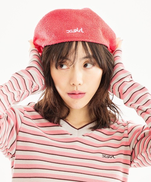 X-girl（エックスガール）の「MILLS LOGO HUNTING CAP（ハンチング/ベレー帽・レディース・ブラック/オリーブ/オレンジ・ONE SIZE）」の5枚目の写真