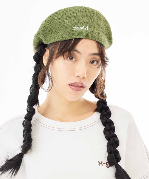 X-girl（エックスガール）の「MILLS LOGO HUNTING CAP（ハンチング/ベレー帽・レディース・ブラック/オリーブ/オレンジ・ONE SIZE）」の6枚目の写真