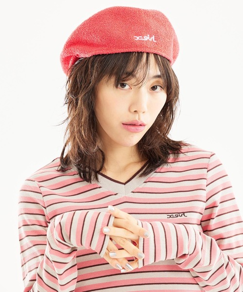 X-girl（エックスガール）の「MILLS LOGO HUNTING CAP（ハンチング/ベレー帽・レディース・ブラック/オリーブ/オレンジ・ONE SIZE）」の10枚目の写真