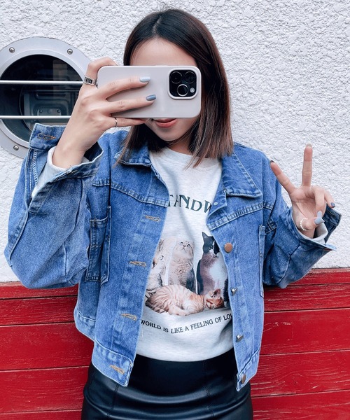 EPICKS（エピックス）の「ライトブルーショートデニムジャケット（デニムジャケット・レディース・ブルー・M/L）」の9枚目の写真