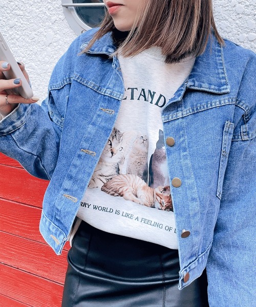 EPICKS（エピックス）の「ライトブルーショートデニムジャケット（デニムジャケット・レディース・ブルー・M/L）」の10枚目の写真