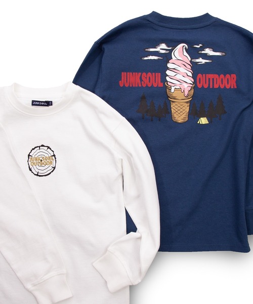 JUNKSOUL(ジャンクソウル)の「JUNK SOUL/100%コットン ICE CREAMマウンテン ロングTシャツ (M4)(Tシャツ/カットソー・キッズ・ネイビー/ホワイト・100cm/110cm/120cm/130cm/140cm/150cm/160cm)」の3枚目の写真