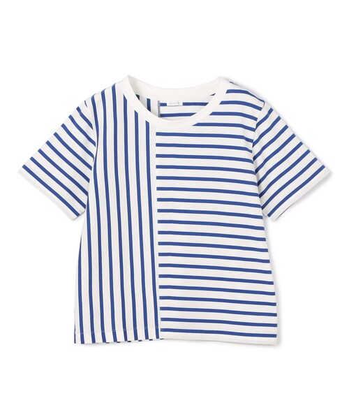 GALERIE VIE(ギャルリー ヴィー)の「ファインコットン ハーフスリーブプルオーバー(Tシャツ/カットソー・レディース・グレー/ホワイト/ブルー系その他・FREE)」の1枚目の写真