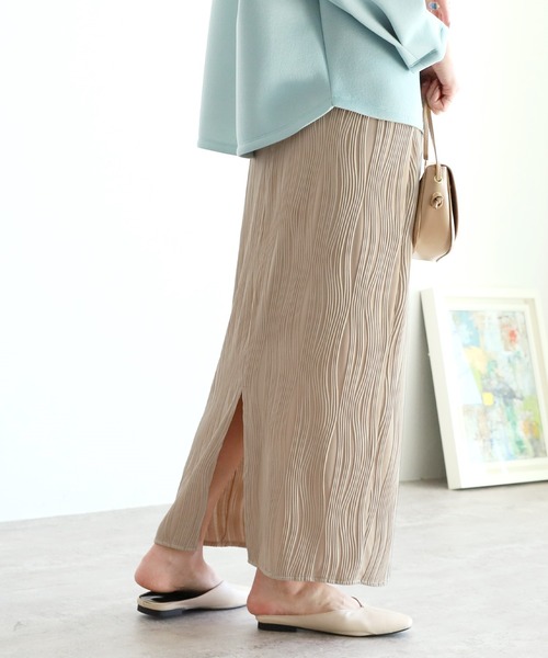 reca（レカ）の「ウェーブ柄プリーツスカート（スカート・レディース・ブラック/グレイッシュベージュ・M）」の13枚目の写真