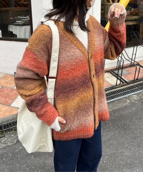 PERVERZE グラデーション ニットカーディガン